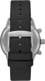 Emporio Armani Mario Chronograph Black Dial Black Leather Strap Watch For Men - AR11325