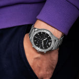 Emporio Armani Mario Chronograph Black Dial Silver Steel Strap Watch For Men - AR11241
