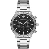 Emporio Armani Mario Chronograph Black Dial Silver Steel Strap Watch For Men - AR11241