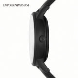 Emporio Armani Meccanico Automatic Black Dial Black Leather Strap Watch For Men - AR60042