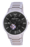 Emporio Armani Meccanico Automatic Black Dial Silver Steel Strap Watch For Men - AR60055