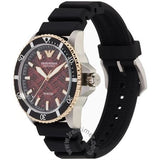 Emporio Armani Meccanico Automatic Red Dial Black Silicon Strap Watch For Men - AR60070