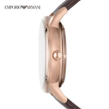 Emporio Armani Meccanico Automatic Silver Dial Brown Leather Strap Watch For Men - AR60039