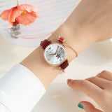 Emporio Armani Meccanico Automatic Silver Dial Burgundy Leather Strap Watch For Women - AR60044