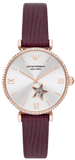 Emporio Armani Meccanico Automatic Silver Dial Burgundy Leather Strap Watch For Women - AR60044