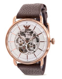 Emporio Armani Meccanico Automatic White Dial Brown Leather Strap Watch For Men - AR60027