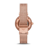 Emporio Armani Meccanico Automatic White Dial Rose Gold Mesh Strap Watch For Women - AR60063