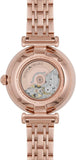 Emporio Armani Meccanico Crystals Black Dial Rose Gold Steel Strap Watch For Women - AR60043