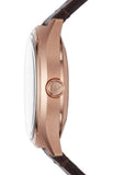 Emporio Armani Meccanico White Skeleton Dial Brown Leather Strap Watch For Men - AR60005