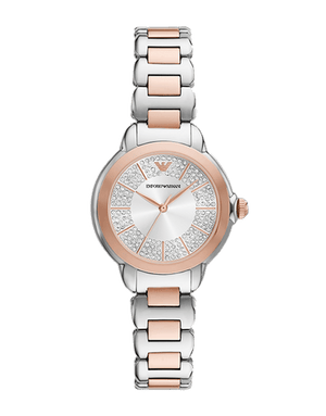 Emporio Armani Mia Three-Hand Analog Crystal Silver Dial Two Tone Steel Strap Watch For Women - AR11643