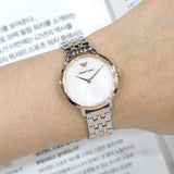 Emporio Armani Modern Slim Analog Mother of Pearl Dial Two Tone Steel Strap Watch For Women - AR11157