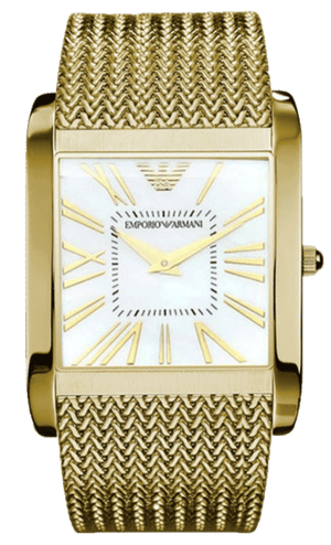 Emporio Armani Mother of Pearl Dial Gold Mesh Bracelet Watch For Men - AR2016
