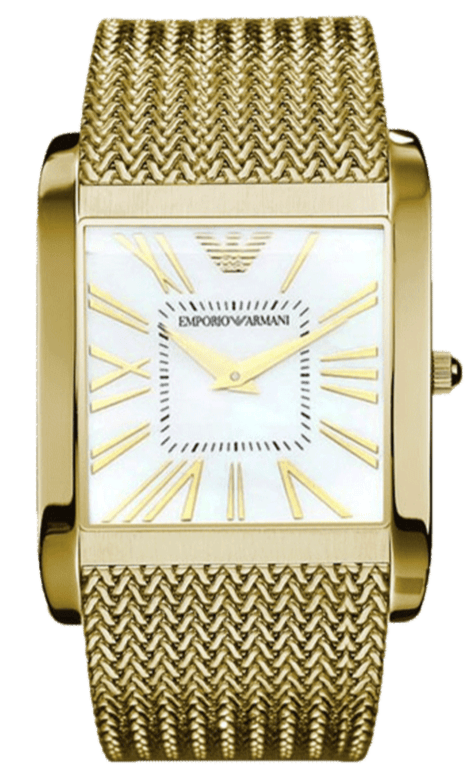 Emporio Armani Mother of Pearl Dial Gold Mesh Bracelet Watch For Men - AR2016