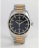 Emporio Armani Quartz Black Dial Two Tone Steel Strap Watch For Men - AR80017