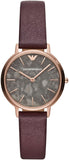 Emporio Armani Quartz Grey Dial Brown Leather Strap Watch For Women - AR11172