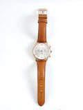 Emporio Armani Quartz Silver Dial Brown Leather Strap Watch For Men - AR11043