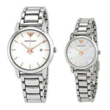 Emporio Armani Quartz White Dial Silver Steel Strap Watch For Men - AR90000