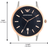 Emporio Armani Renato Analog Blue Dial Black Leather Strap Watch For Men - AR2506