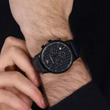 Emporio Armani Renato Chronograph Quartz Blue Dial Blue Leather Strap Watch For Men - AR2481