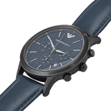 Emporio Armani Renato Chronograph Quartz Blue Dial Blue Leather Strap Watch For Men - AR2481
