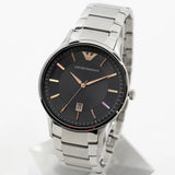 Emporio Armani Renato Quartz Black Dial Silver Steel Strap Watch For Men - AR11179