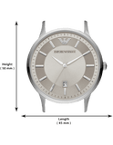 Emporio Armani Renato Quartz Silver Dial Brown Leather Strap Watch For Men - AR11185