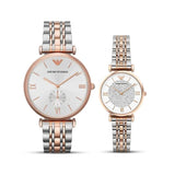 Emporio Armani Retro Silver Dial Two Tone Steel Strap Watch For Men - AR1677