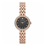 Emporio Armani Rosa Quartz Mother of Pearl Black Dial Rose Gold Steel Strap Watch For Women - AR11372