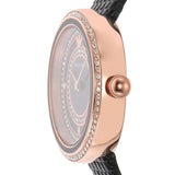 Emporio Armani Rosa Two Hand Black Dial Black Leather Strap Watch For Women - AR11493