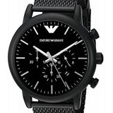 Emporio Armani Sport Chronograph Black Dial Black Mesh Bracelet Watch For Men - AR1968