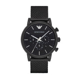 Emporio Armani Sport Chronograph Black Dial Black Mesh Bracelet Watch For Men - AR1968
