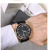 Emporio Armani Sport Quartz Black Dial Black Rubber Strap Watch For Men - AR11101
