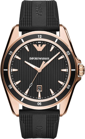 Emporio Armani Sport Quartz Black Dial Black Rubber Strap Watch For Men - AR11101