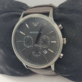 Emporio Armani Sportivo Black Dial Brown Leather Strap Watch For Men - AR2462