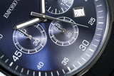 Emporio Armani Sportivo Chronograph Blue Dial Black Strap Watch For Men - AR5921