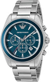 Emporio Armani Sportivo Chronograph Blue Dial Silver Steel Strap Watch For Men - AR6091