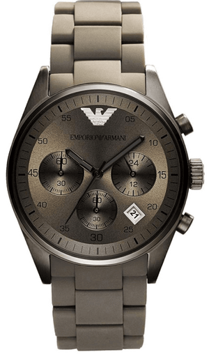 Emporio Armani Sportivo Chronograph Brown Dial Brown Steel Strap Watch For Men - AR5950