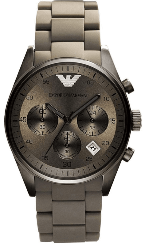 Emporio Armani Sportivo Chronograph Brown Dial Brown Steel Strap Watch For Men - AR5950
