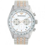 Emporio Armani Sportivo Chronograph Silver Dial Two Tone Steel Strap Watch For Men - AR5999