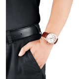 Emporio Armani Sportivo Chronograph White Dial Brown Leather Strap Watch For Men - AR5996