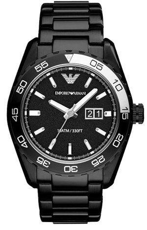 Emporio Armani Sportivo Quartz Black Dial Black Steel Strap Watch For Men - AR6049