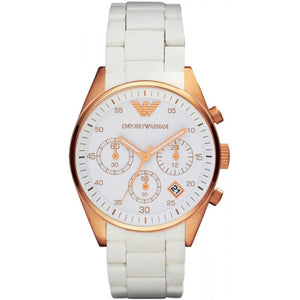 Emporio Armani Sportivo Silver Dial White Silicone Strap Watch For Women - AR5920