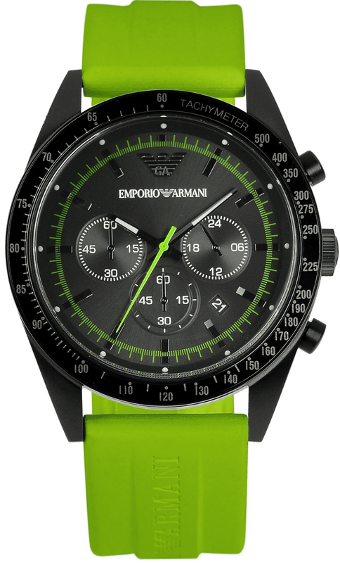 Emporio Armani Sports Analog Black Dial Green Rubber Strap Watch For Men - AR6115