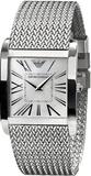 Emporio Armani Super Slim Quartz White Dial Silver Mesh Bracelet Watch For Women - AR2015