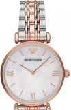 Emporio Armani T Bar Gianni Classic Mother Of Pearl Dial Two Tone Steel Strap Watch For Women - AR1683