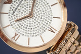 Emporio Armani T-Bar Gianni Crystal Pave Dial Rose Gold Steel Strap Watch For Women - AR11244