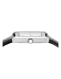 Emporio Armani Two Hand Crystals Silver Dial Black Leather Strap Watch for Women - AR11623