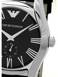 Emporio Armani Valente Black Dial Black Leather Strap Watch For Men - AR0643