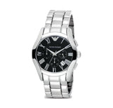 Emporio Armani Valente Chronograph Black Dial Silver Stainless Steel Watch For Men - AR0673