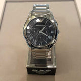 Emporio Armani Valente Chronograph Quartz Black Dial Silver Steel Strap Watch For Men - AR11083